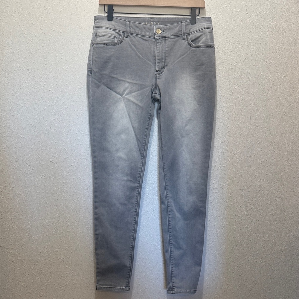 WHBM Women's Light Gray Skinny Jeans, Size 8